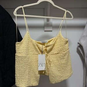 Zara Light Yellow Textured Camisole